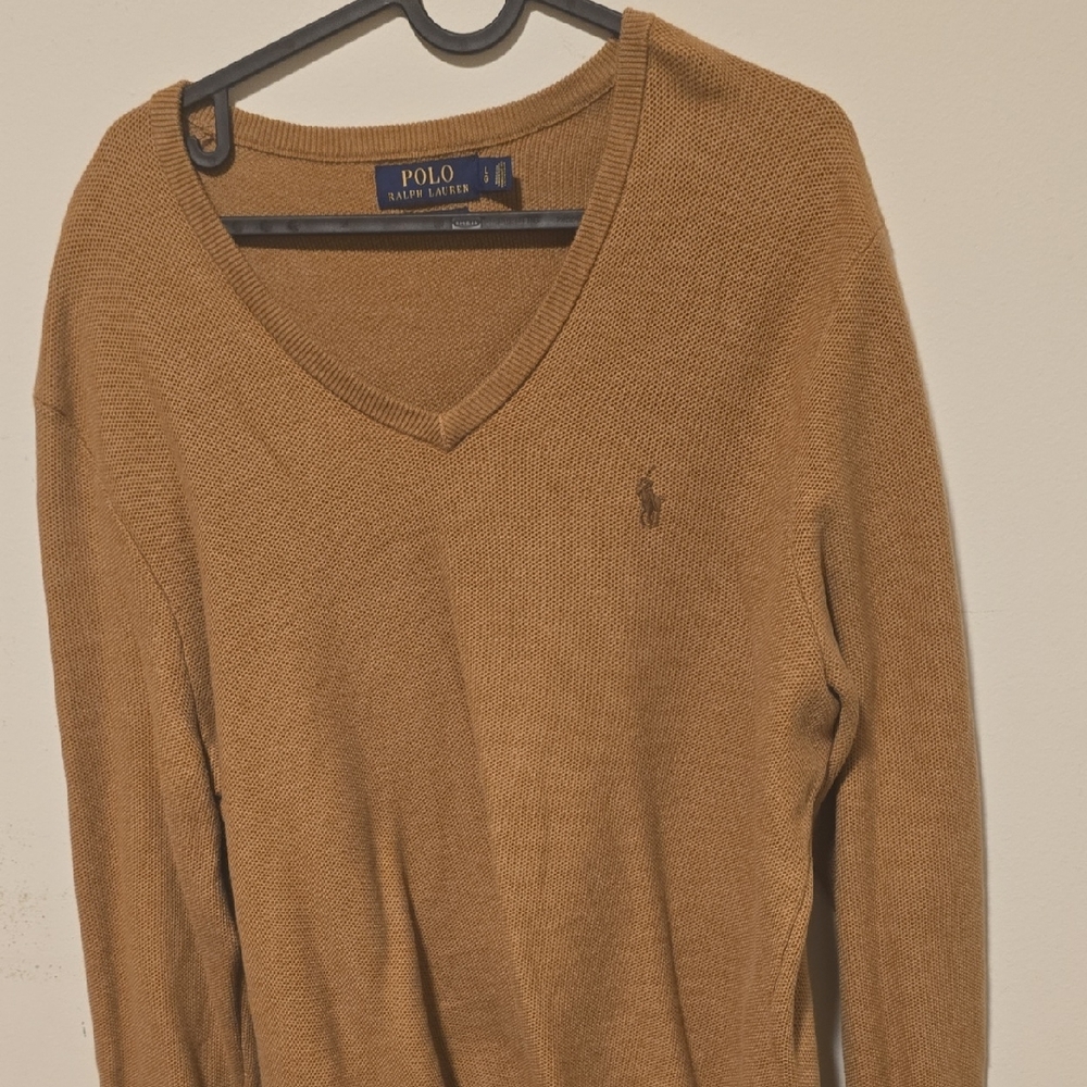 Polo by Ralph Lauren Men's Camel V-Neck Sweater